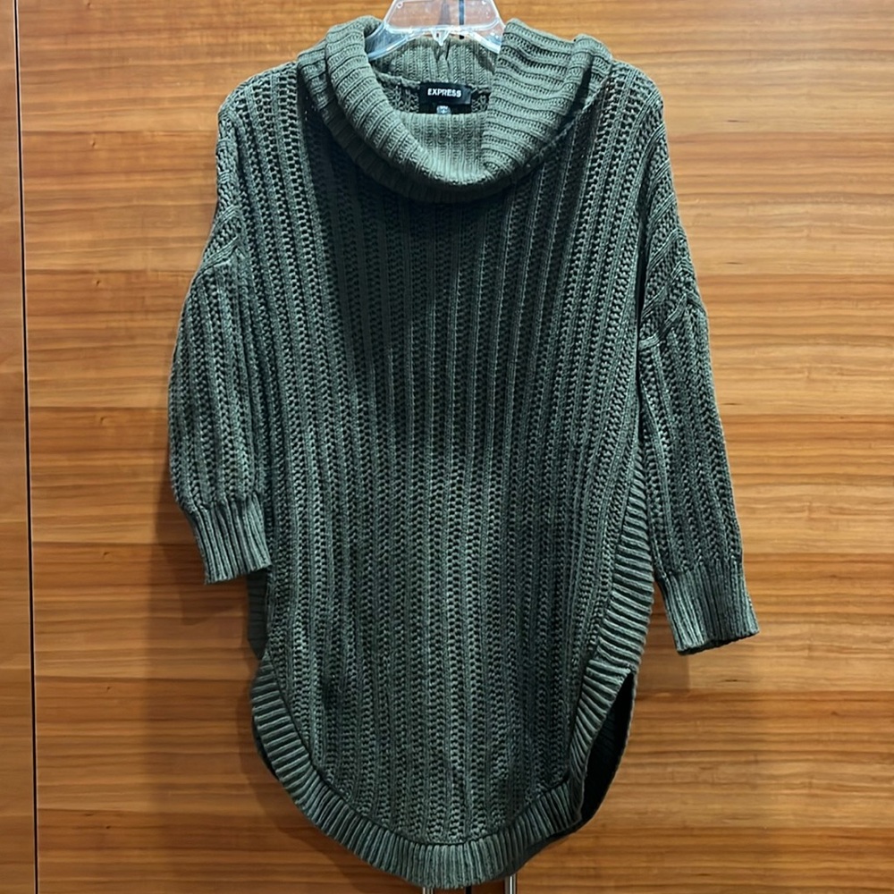 Express oversized hunter green cowl neck sweater